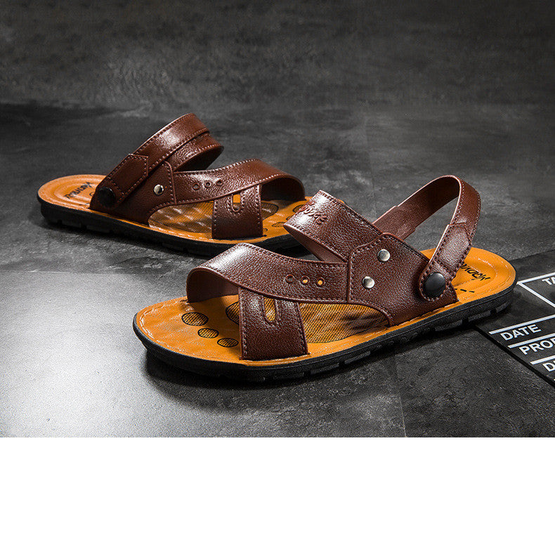 Men's Summer Sandals Beach Shoes Leather Casual Fashion