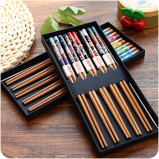Bamboo Chopsticks Five Pairs Family Portable Tableware