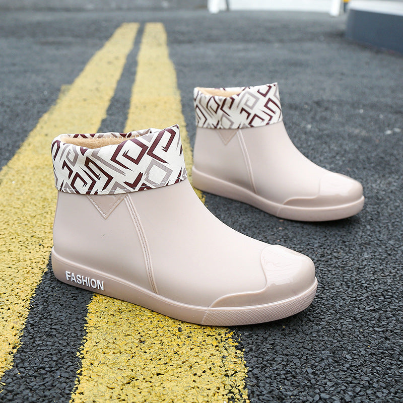 Fashion Waterproof Shoes Ladies Rain Boots Short Tube