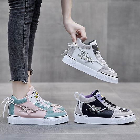 Ins High Top White Shoes Female Spring New Student Running Shoes Female Korean Flat Street Shoes