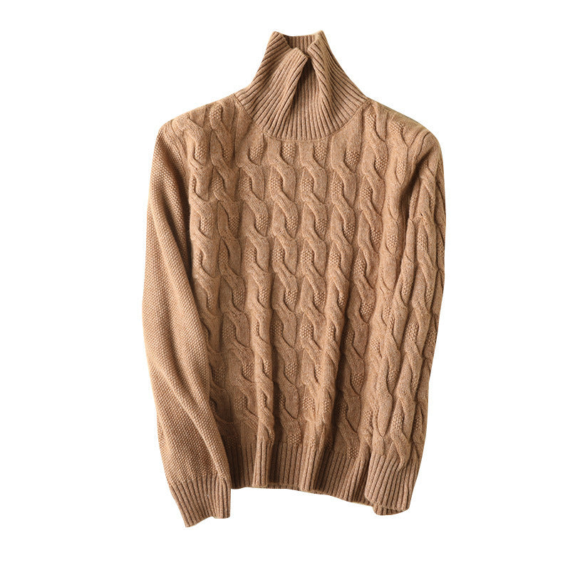Turtleneck cashmere women's twist knit bottoming shirt
