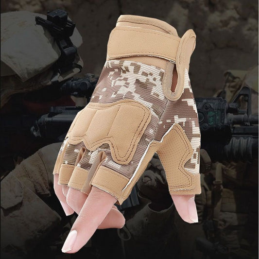 Men's And Women's Camouflage Short Finger Outdoor Sports Motorcycle Riding Gloves