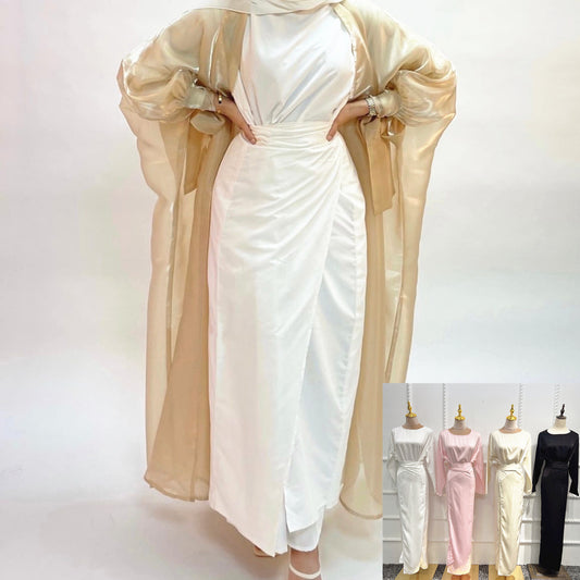 Soft Waist European And American Dubai Satin Dress