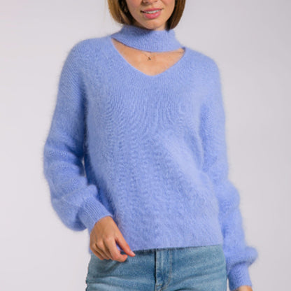 Fashion Turtleneck Sweater Women Blue Winter Clothes