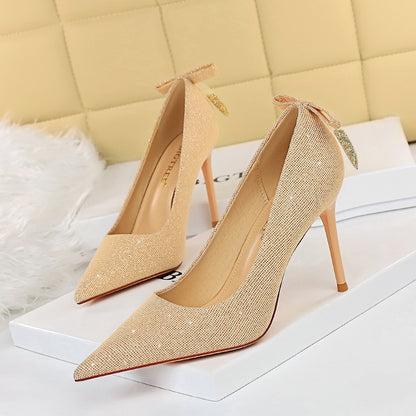 Ladies Stiletto High Heels Large Size Gold Shoes