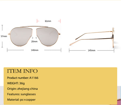 A1166 Polygonal Big Frame Sunglasses, Metal Frame Sunglasses For Women