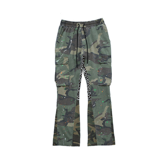 American Casual European And American High Street Guard Pants Camouflage Flared Pants Straight Trousers