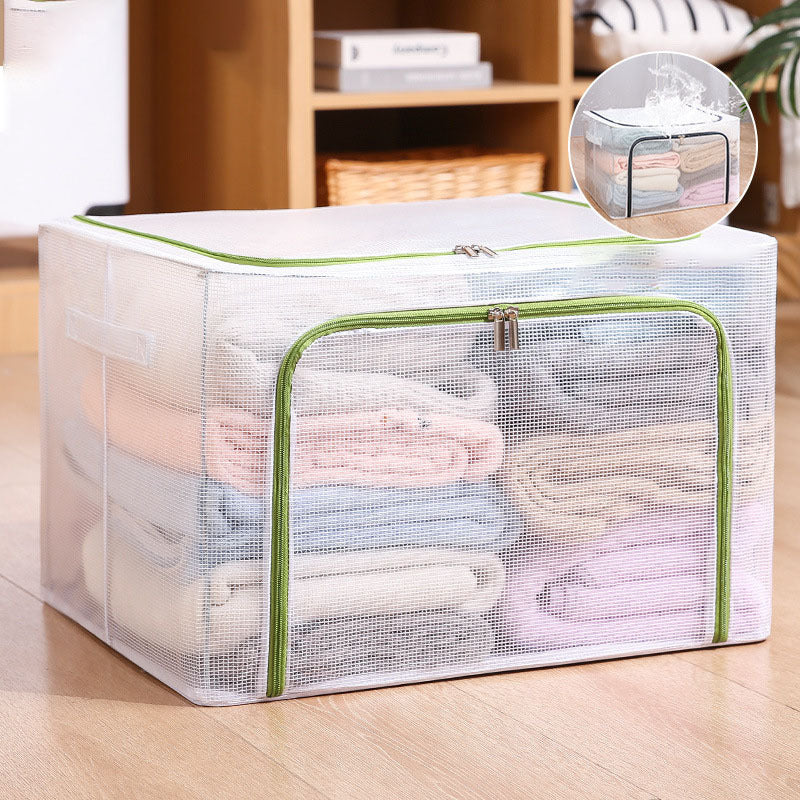 Nylon Mesh Storage Box Steel Frame Breathable Clothes Folding Storage Box Large Quilt Moving Storage Box Waterproof