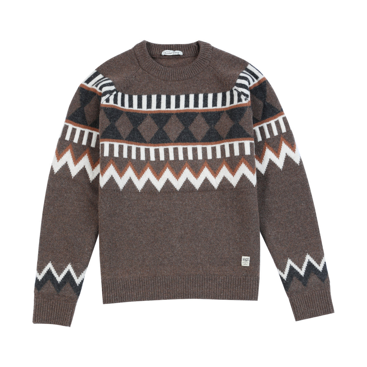 Simwood Simple Wood Men's Winter New Men's Pullover Wool Blend Raglan Sleeve Geometric Jacquard Contrast Sweater