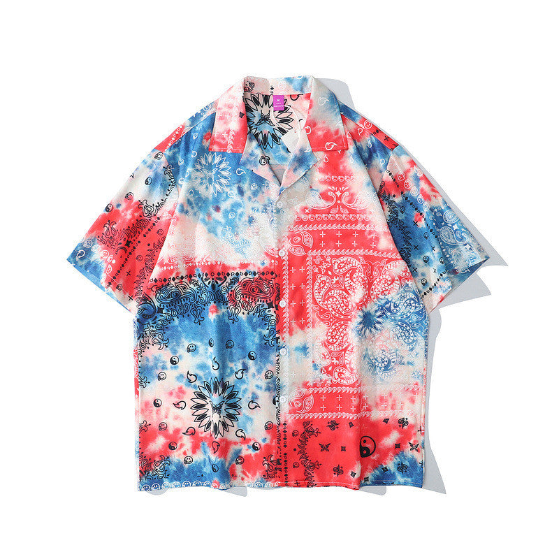 Retro Hawaiian Shirts Men And Women Couples Street Short-sleeved Shirts