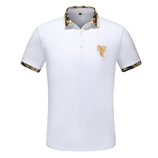 New Embroidery Short-sleeved Polo Shirts Men's Summer British Fashion Men's Cotton Lapel Knitted Polo Shirt