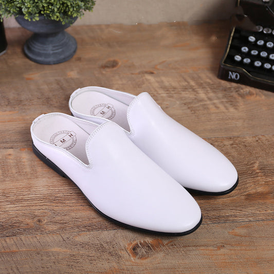 Summer Fashion Casual Men's Slippers, Soft Leather Soft Sole Baotou Half Slippers