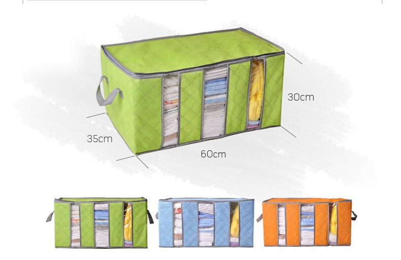 Bamboo charcoal can see three clothes storage box finishing box 65L storage box