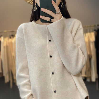 Women's Fashionable Round Neck Loose All-match Pure Wool Knit Top