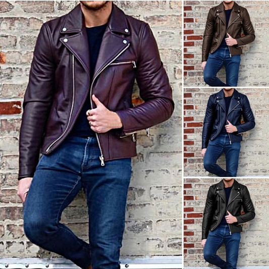 Men's temperament leather coat