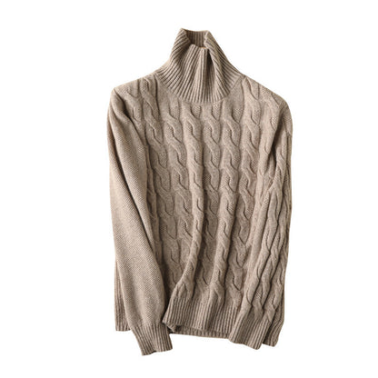 Turtleneck cashmere women's twist knit bottoming shirt