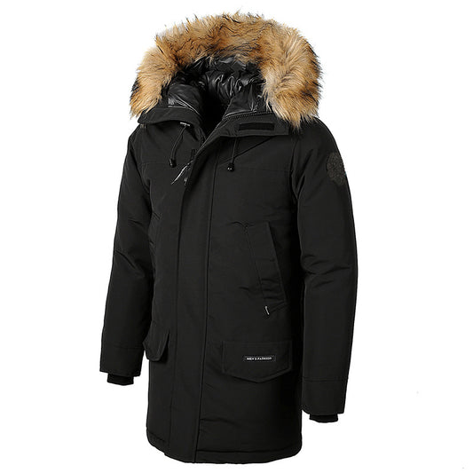 Removable large fur collar hooded padded jacket
