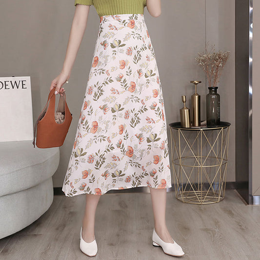 Medium length floral skirt