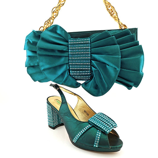 Fashion Suit Fish Mouth PU Hollow High Heels And Bow Clutch Bag