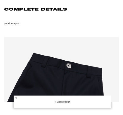 Rivet Design Casual Pants High Waist Crimp Stitching Loose Cargo Trousers