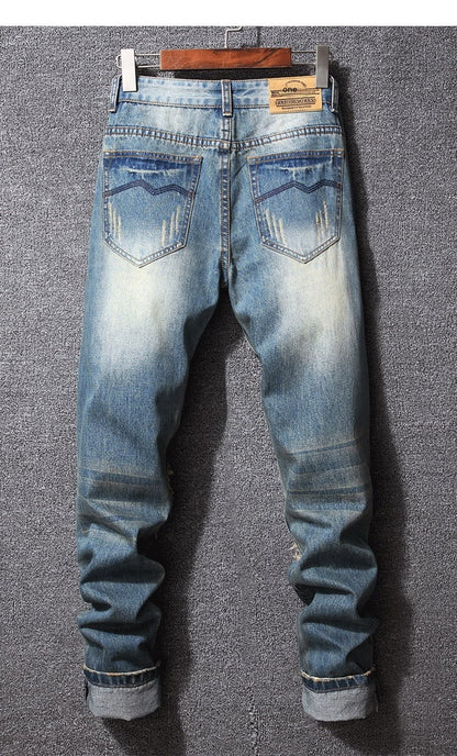Hong Kong Style Ripped Jeans American Casual Loose