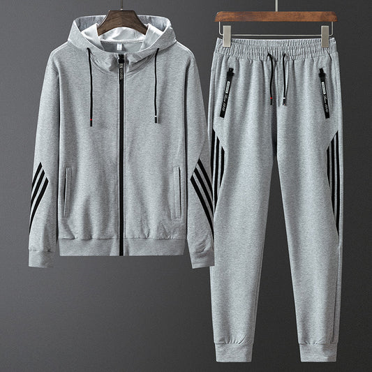 Two Loose-fitting Sportswear Cardigan Hooded Sweater Stretch Trousers