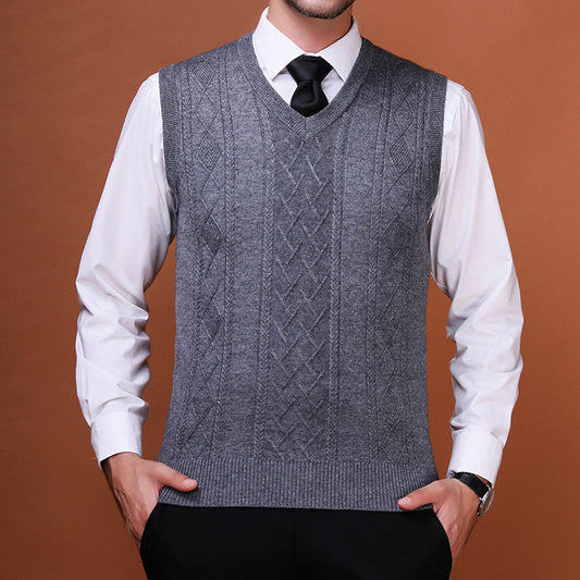 Men's Wool Vest V-Neck Vest Sleeveless Waistcoat