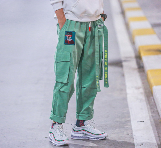 Influx male Harajuku Hong Kong wind ins overalls men's tide brand hip hop pants loose straight personality pants harem pants