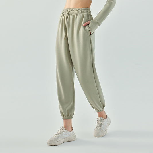 Women's Air Layer Ankle-tied Yoga Leisure Sports Breathable Quick-drying Wide-leg Pants