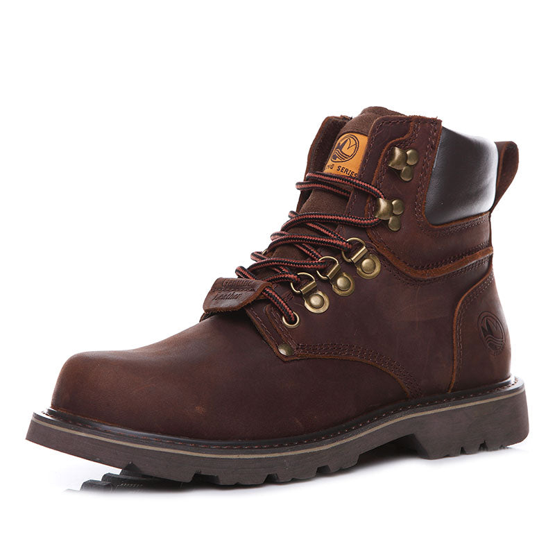 High-Top Tooling Leather Boots Wild Couple Boots