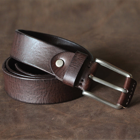 First Layer Cowhide Handmade Belt Men's Pin Buckle Belt