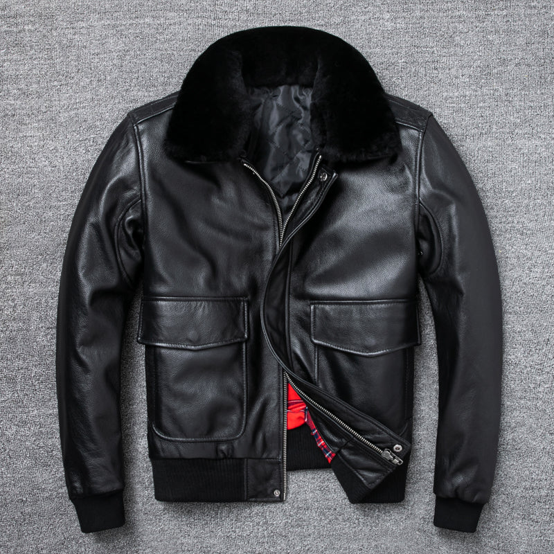 Pure First Layer Cowhide Leather Plus Cotton Flight Suit