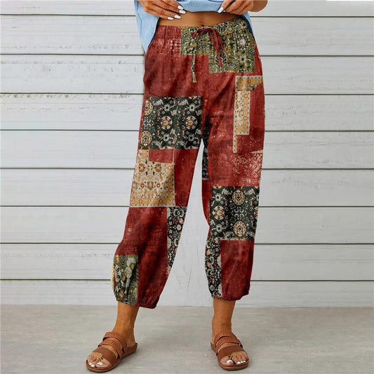 Fashion Floral Print Casual Jumpsuit Lady's Pants