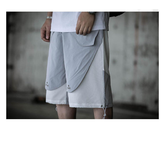 Men's Casual Drawstring Loose-leaf Shorts Sports Overalls