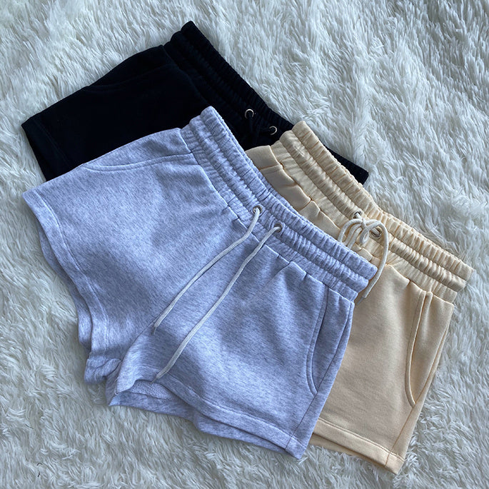 Pure cotton outer wear running gray sports shorts women