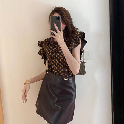 Women's A-line Skirt With Leather Skirt