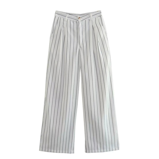 Women's Striped Loose Straight Trousers