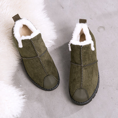 2021 winter new warm bean shoes, peas shoes, velvet and thickened lady's snowy boots, flat and student boots