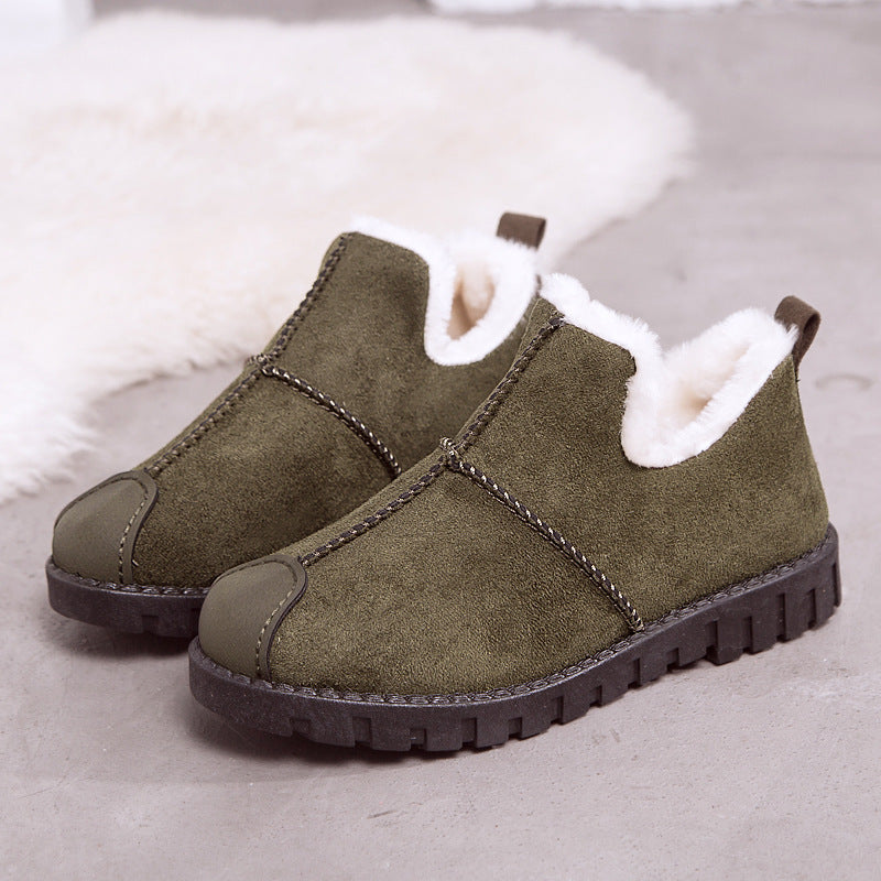2021 winter new warm bean shoes, peas shoes, velvet and thickened lady's snowy boots, flat and student boots