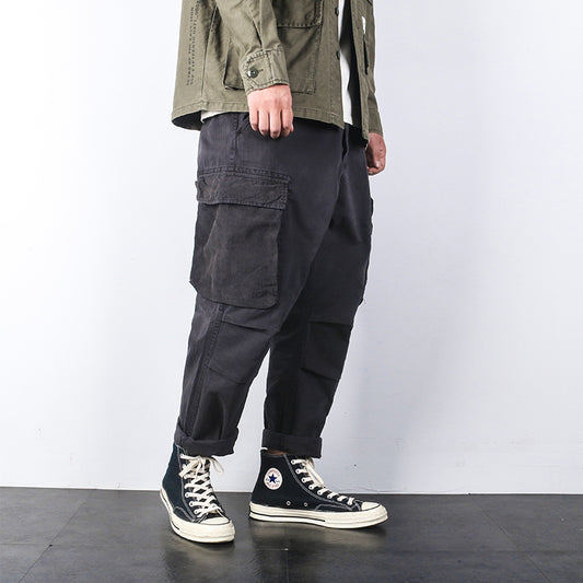 Overalls Japanese Loose Retro Big Pocket Military Style Casual Pants
