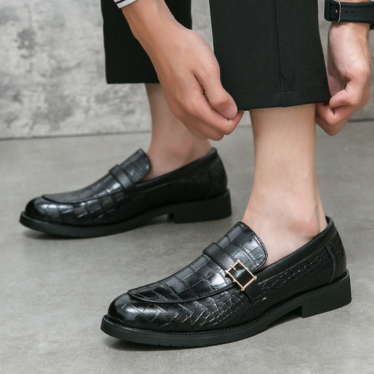Fashion British Style Buckle Pointed Leather Shoes