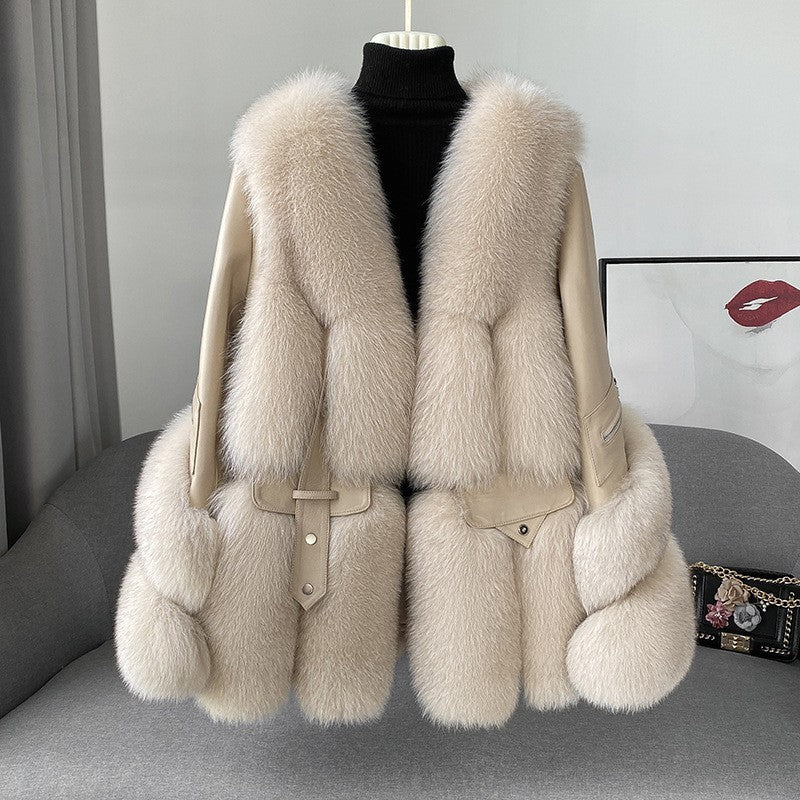 Fur Women's Medium Long Young One-piece Coat
