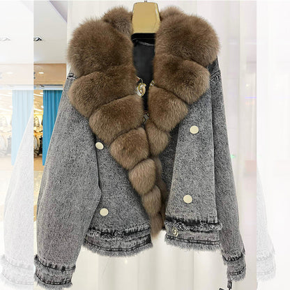 Knottery Fur Coat Suit Collar Cowboy Women's Short Style
