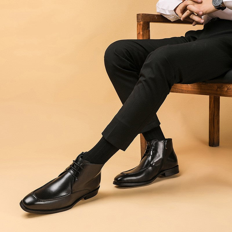 British men's high-end retro plain short boots