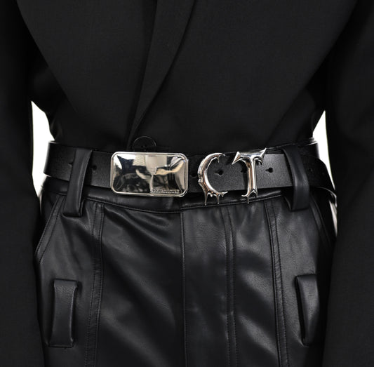 Pioneer Three-dimensional Metal Belt Irregular Stitching Design Trendy Belt Men And Women