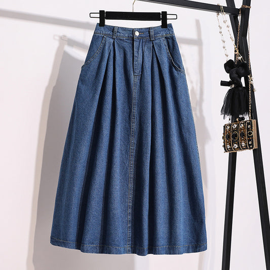 Women's Plus Size High Waist Denim Skirt