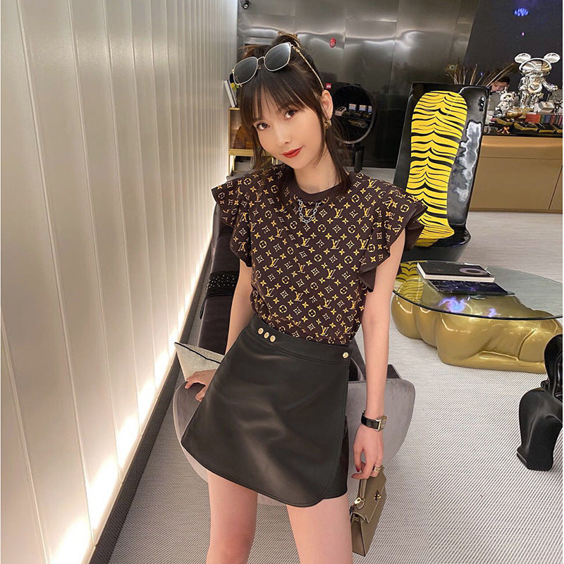 Women's A-line Skirt With Leather Skirt