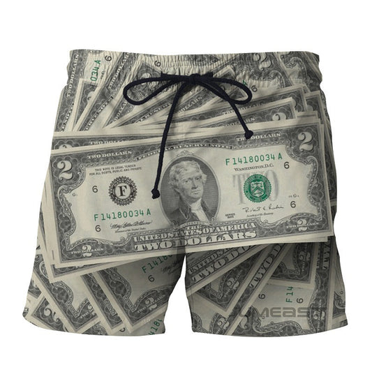 Retro Beach Pants Men's Trendy Coin 3D