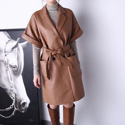 Women's Fashionable Temperament Casual Lapel Slim Trench Coat