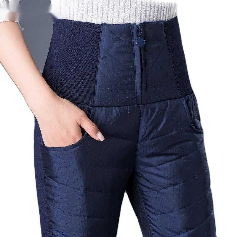 High Waist Down Pants Women's Outer Wear Thick Warm Down Cotton Pants